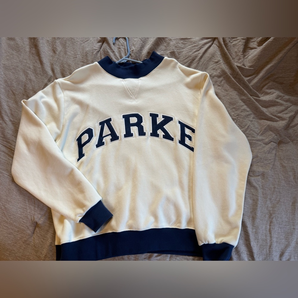 PARKE Two Tone Varsity Mockneck - Cream / Denim